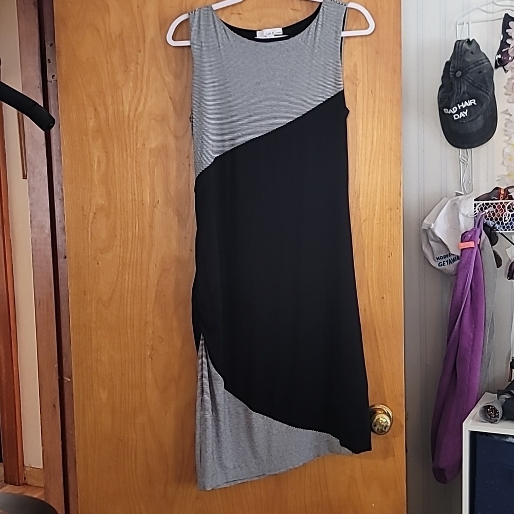 Lucy & Laurel Black and White Striped Bodycon Dress